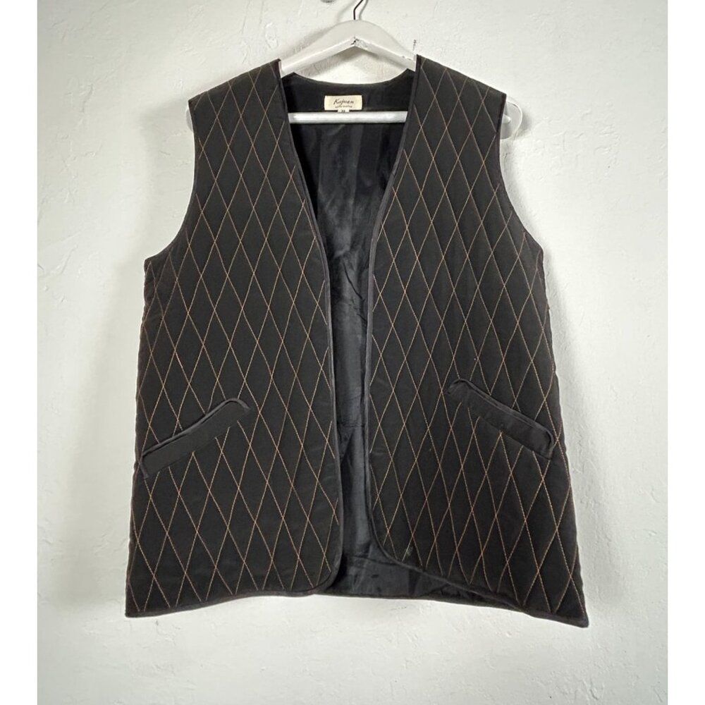 Kajuen Refined Collection Womens Diamond Quilted Vest Size 13 Black Japan